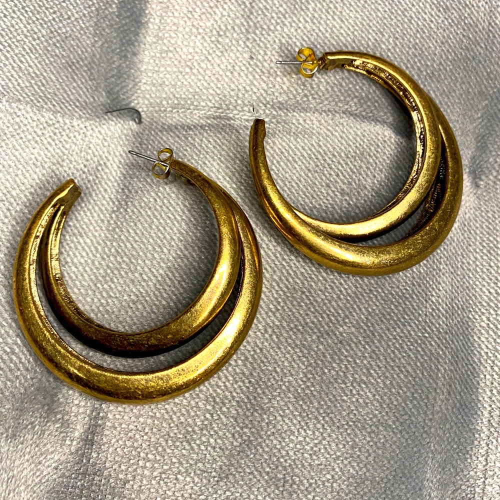 brass double hoop earrings